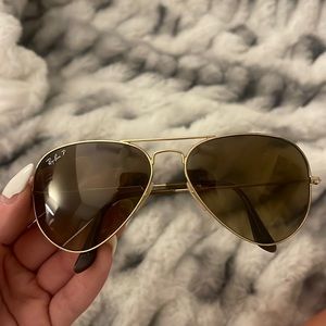 Brown and Gold Ray Ban Aviators